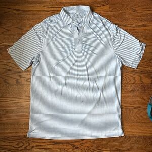 Men's Blue Striped Polo Shirt